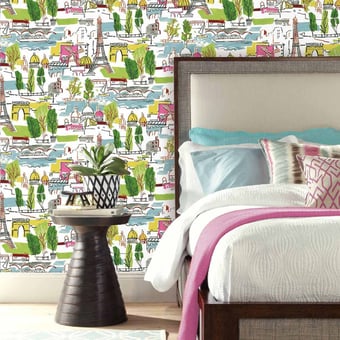 Papel pintado adhésif Arrondissement White/Multi York Wallcoverings