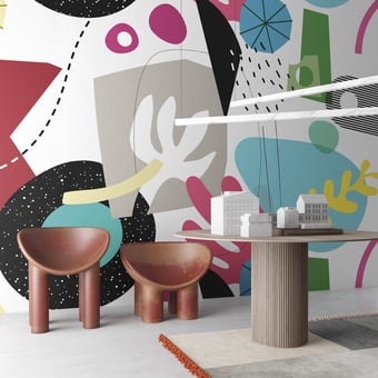 Papel pintado mural panorámico Easy Games Multi Inkiostro Bianco