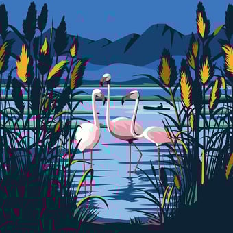 Lagoon Panel Blue Inkiostro Bianco