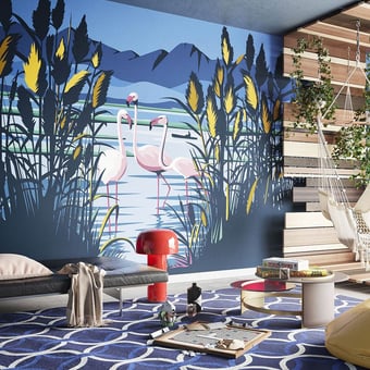 Lagoon Panel Blue Inkiostro Bianco