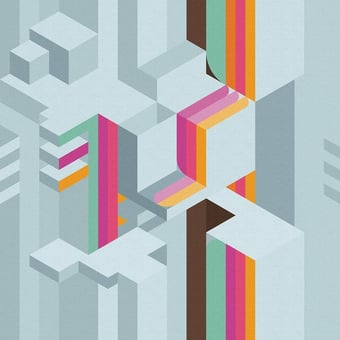 Carta da parati murale Tetriso Multi Inkiostro Bianco