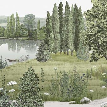 Papel pintado mural panorámico Campagne Naturel 150x330 cm - 3 listones - lado izquierdo Isidore Leroy