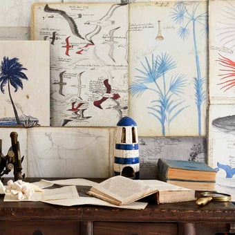 Papel pintado mural panorámico Seaman's Journal Indigo Mindthegap