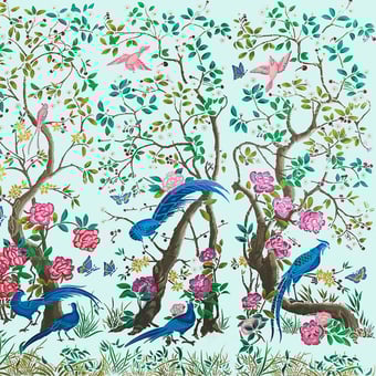 Papel pintado mural panorámico Chinoiserie Multicolore Tres Tintas Barcelona
