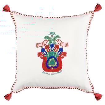 Roots of Transylvania Embroidered Linen Cushion 50x50 cm Mindthegap