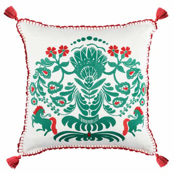 Horse Parade Embroidered Linen Cushion 50x50 cm Mindthegap