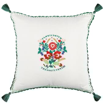 Kissen Transylvanian Florilegium Leinen bestickt 50x50 cm Mindthegap