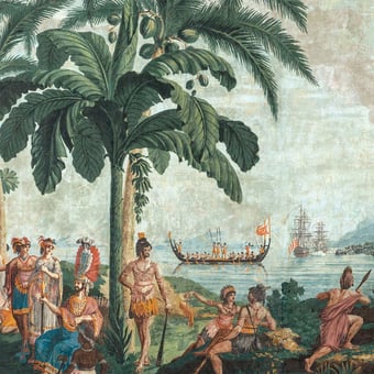 Papel pintado mural panorámico Les Voyages du Capitaine Cook Nature Le Grand Siècle