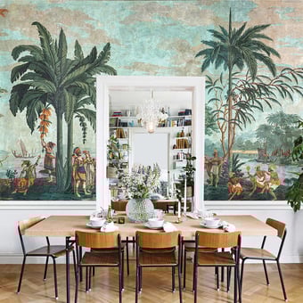 Papel pintado mural panorámico Les Voyages du Capitaine Cook Nature Le Grand Siècle