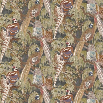 Game Birds Fabric Stone/Multi Mulberry