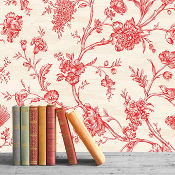 Floral Wallpaper Rouge Initiales