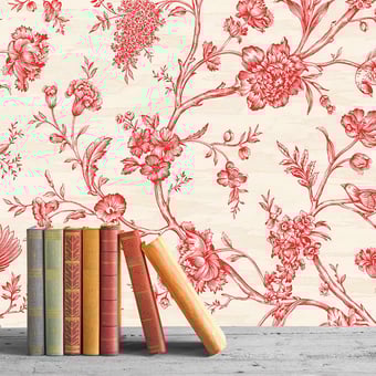 Floral Wallpaper Rouge Initiales