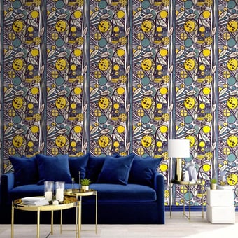 Tomiko Wallpaper Bleu Lalie Design