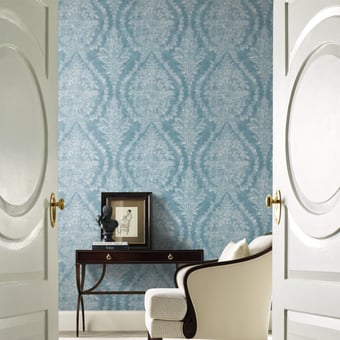 Papel pintado Charleston Damask Blue York Wallcoverings