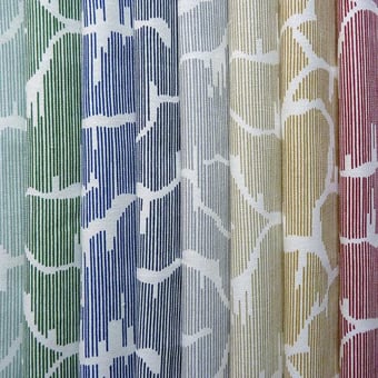 Stoff Leves Bleu Rive Edmond Petit