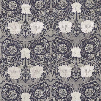 Tissu Pure Honeysuckle & Tulip Embroidery Inky Purple Morris and Co
