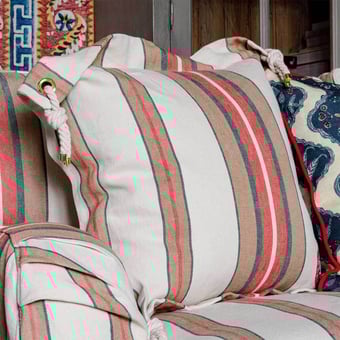 Herina Stripe Cushion Brown. Green. White Mindthegap