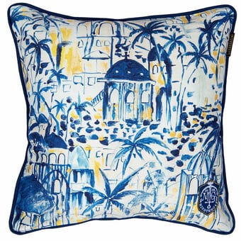 Rhodes Cushion Indigo. Taupe. Yellow Mindthegap