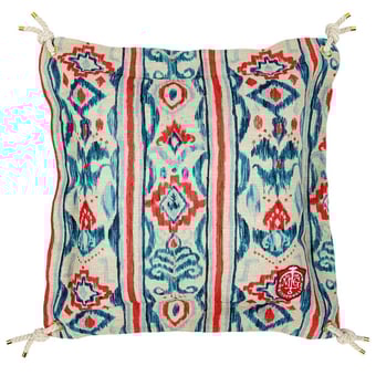 Mediterraneo Ikat Cushion Indigo. Red. White Mindthegap