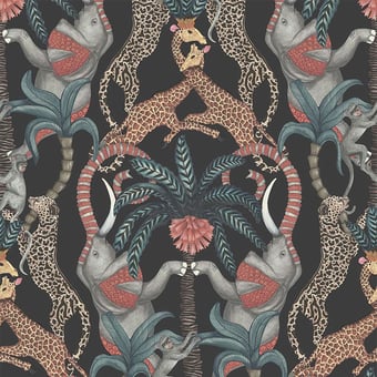 Safari Totem Wallpaper Blue Charcoal Cole and Son