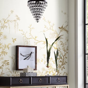 Flowering Vine Chino Panel White York Wallcoverings