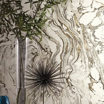 Polished Marble Wallpaper Black/White York Wallcoverings
