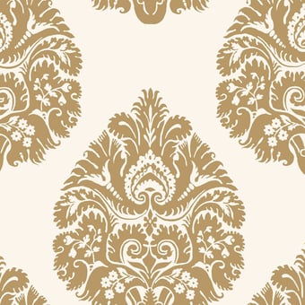 Teardrop Damask Wallpaper Gold York Wallcoverings
