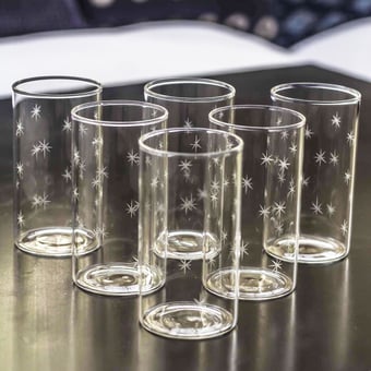 Boîte de 6 verres Etoiles translucide Scarlette Ateliers