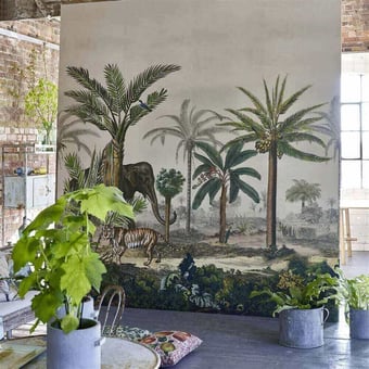 Carta da parati murale Palm trail Scene 1 Sépia John Derian
