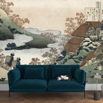 Papel pintado mural panorámico Sarumaru Daiyû Autumn Etoffe.com x Agence Musées Nationaux