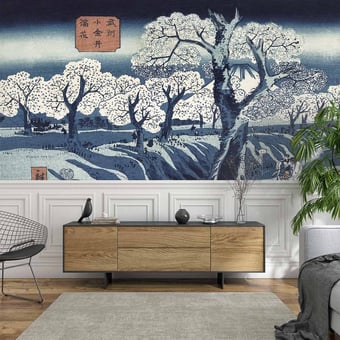 Papel pintado mural panorámico La floraison à Koganei Azur Etoffe.com x Agence Musées Nationaux