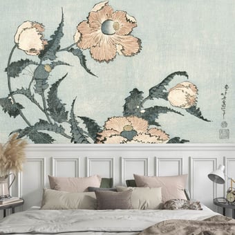 Papel pintado mural panorámico Fleur de pavot dans la brise Pavot Etoffe.com x Agence Musées Nationaux