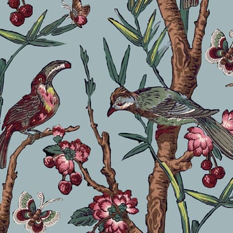 Carta da parati murale Chinoiseries Bleu Le Grand Siècle