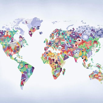 Papier peint panoramique Diversity Map Lilac Coordonné