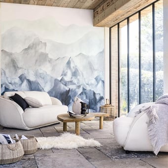 Papel pintado mural panorámico Everest Bleu gris Casamance