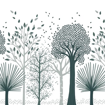 Papier peint panoramique Arbres bleus Bleu Lilipinso