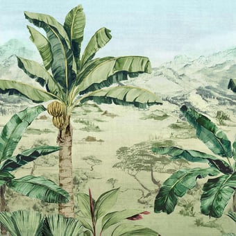 Papel pintado mural panorámico Martinique Leaf Green Osborne and Little