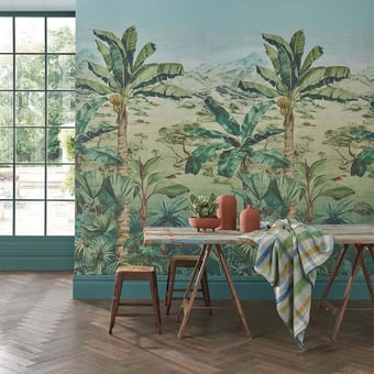 Papel pintado mural panorámico Martinique Leaf Green Osborne and Little