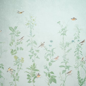 Carta da parati murale Le Jardin d'Oiseaux Bleu Quinsaï