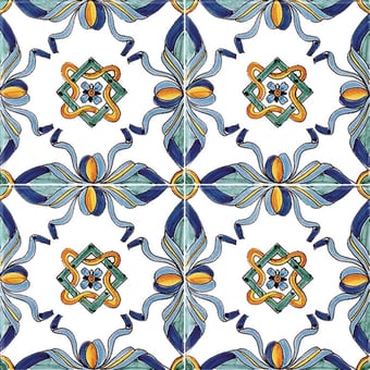 Baldosa Vesuvio Bianco, Blu, Arancio, Giallo, Verde Francesco De Maio