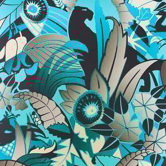 Papel pintado Fantasque Turquoise/Teal/Bronze Osborne and Little