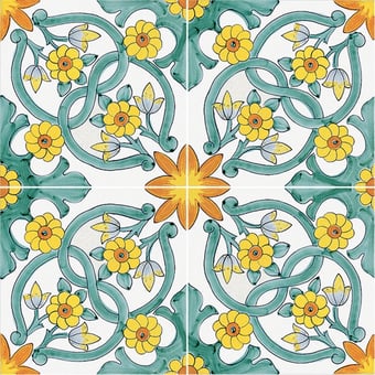 Piastrella Ogliastro Bianco, Arancio, Giallo, Verde Francesco De Maio