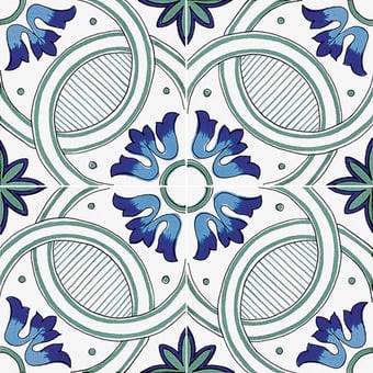 Baldosa Vecchia Napoli Bianco, Blu, Vanario, Verde Francesco De Maio