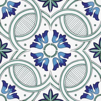 Piastrella Vecchia Napoli Bianco, Blu, Vanario, Verde Francesco De Maio
