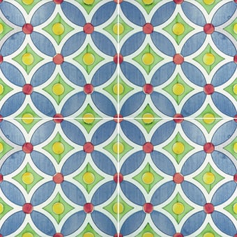 Tari Tile Bianco Azzurro Giallo Rosa Verde Certosa Francesco De Maio