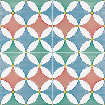 Falerzo Tile Bianco Azzurro Giallo Rosa Verde ramina Francesco De Maio