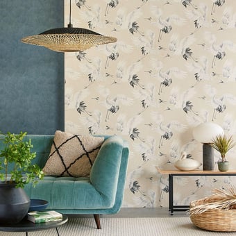 Dancing Crane Wallpaper Crème Eijffinger