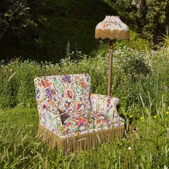 Hollyhocks Fabric Multi House of Hackney