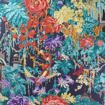 Papier peint Mughal Garden Navy/Paprika Matthew Williamson