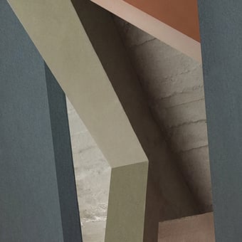 Papier peint panoramique Architectural Color Block Bleu Pétrole Wall&decò